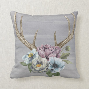 Coussin Andouillers floraux de cerfs communs