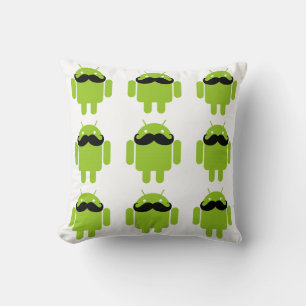 Coussin Android Robot Black Mustache Graphisme