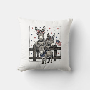 Coussin Ânes patriotiques conception de chemise vintage 4