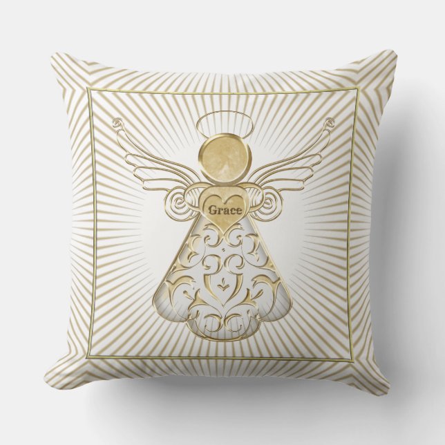 Coussin Ange de Noël des vacances géométriques de grâce (Recto)