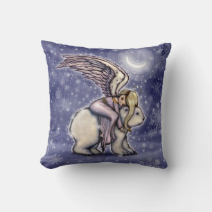 Coussin Ange de nuit d'hiver paisible et l'ours polaire ar