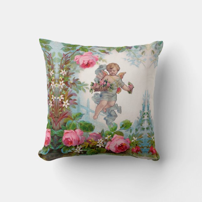 COUSSIN ANGE DÉMONIAQUE CUEILLANT DES ROSES ET DES FLEURS  (Recto)
