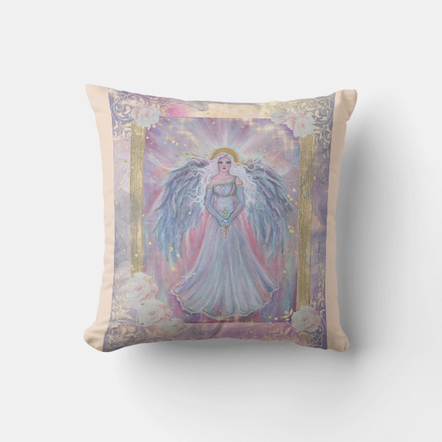 Coussin Ange spirituel ou lumière céleste par Renée Lavoie (Recto)