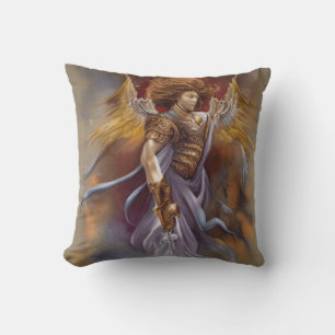 Coussin Angel Guerrier De Protection En Aquarelle Lavande