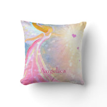 Angel rose bleu Aquarelle Coeur Monogramme