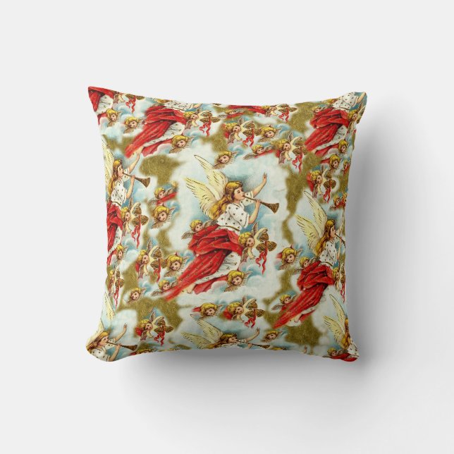 Coussin Anges chrétiens vintages et anges de Noël (Recto)