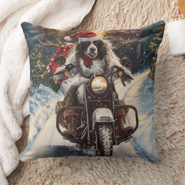 Coussin Anglais Setter Chien équitation Moto Noël (Couverture)