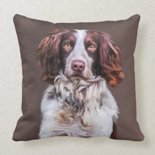 Coussin Anglais Springer Spaniel Chien Peinture Huile Port