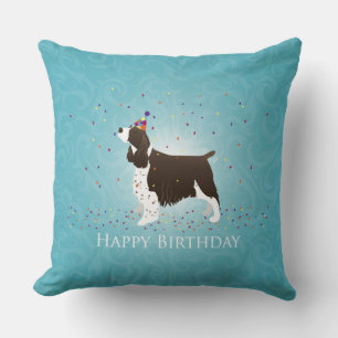 Coussin Anglais Springer Spaniel Design d'anniversaire