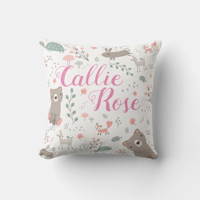 Coussin animal de bébé de crèche de région boisée (Recto)