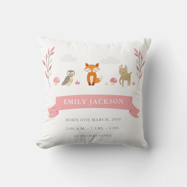 Coussin animal de faire-part de bébé de région (Recto)