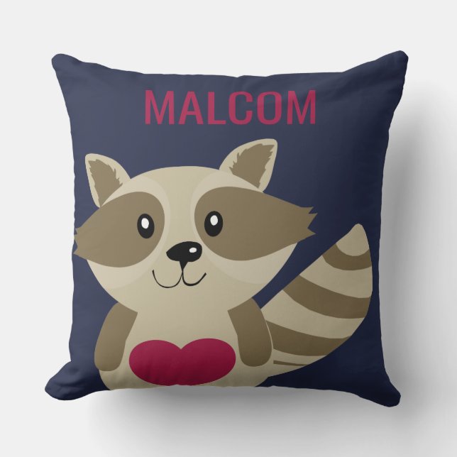 Coussin Animal mignon de région boisée de raton laveur (Recto)