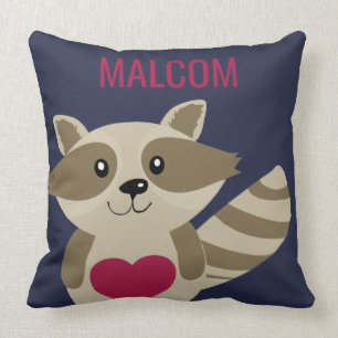 Coussin Animal mignon de région boisée de raton laveur