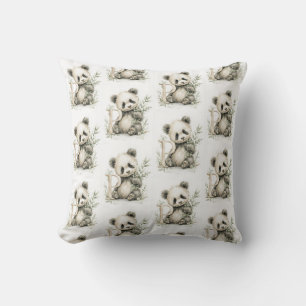 Coussin Animaux Bébés à l'Aquarelle Mignons avec Panda Alp