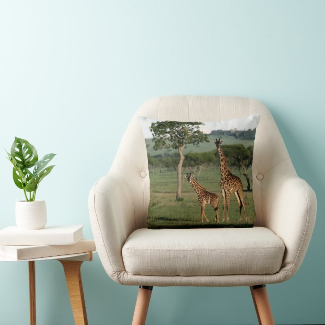 Coussin Animaux de bébés cutest | Giraffe Calf & Mama (Chaise)