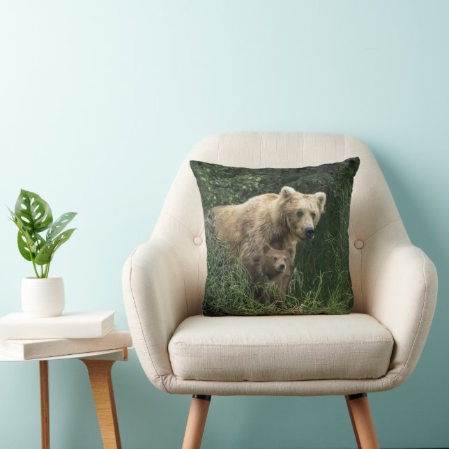 Coussin Animaux de bébés cutest | Ours Mama Ours et ses pe (Chaise)