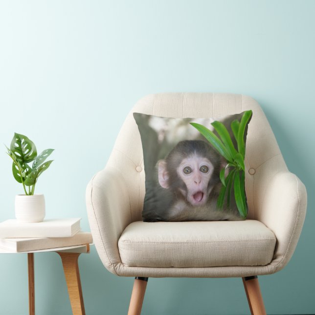 Coussin Animaux de bébés cutest | Singe des neiges surpris (Chaise)