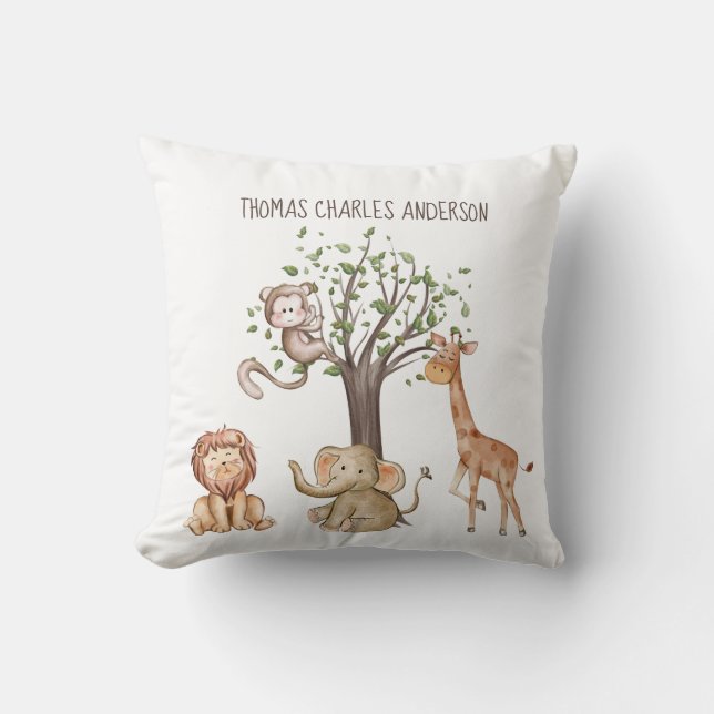 Coussin Animaux de bois personnalisés Baby Gift Nursery (Recto)