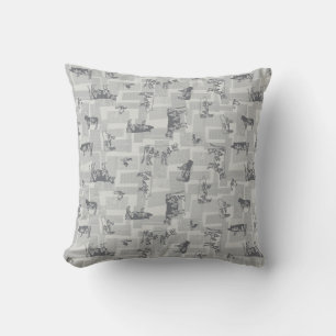 Coussin Animaux de ferme Motif moderne - Gris