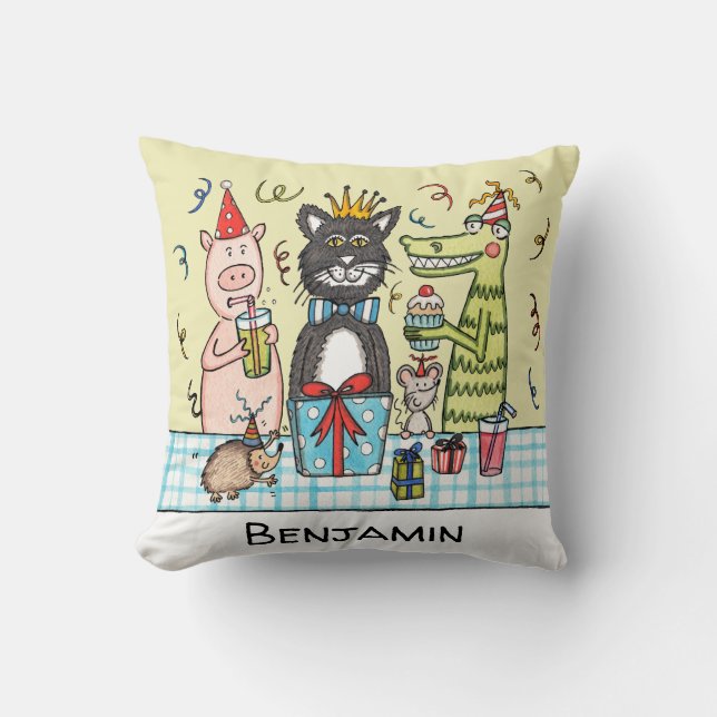 Coussin Animaux de la fête de l'enfant personnalisés Carré (Recto)