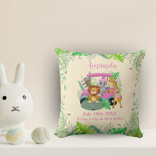 Coussin Animaux de la jungle bébé jouant au golf Rose