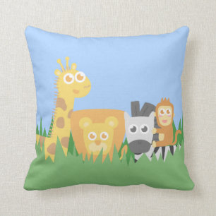 Coussin Animaux de safari mignons et colorés, pour les enf