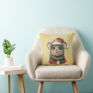 Coussin Animaux drôles de Noël préférés - Souris 1