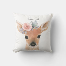 Animaux forestiers Cerf Aquarelle Typographie Nom
