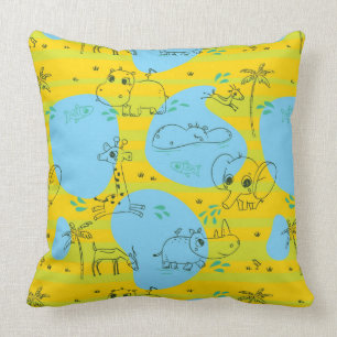 Coussin Animaux jouant l'arrière - plan de motif de bébé