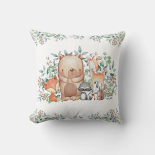 Coussin Animaux mignons de région boisée/crèche botaniq