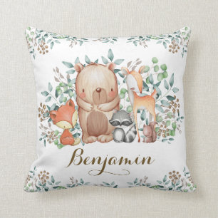 Coussin Animaux mignons de région boisée/crèche botaniq