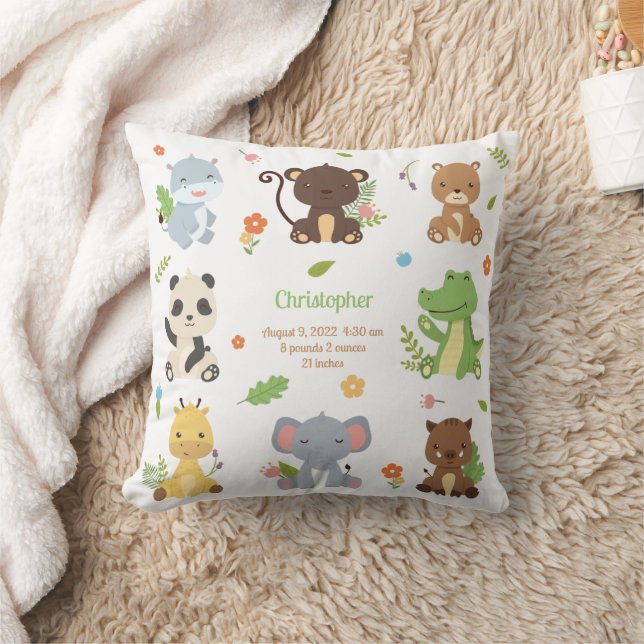 Coussin Animaux mignons Nouveau Faire-part bébé (Couverture)