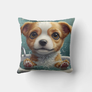 Coussin Animaux prenant un bain amusant