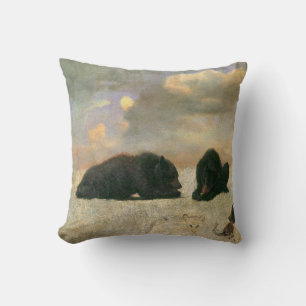Coussin Animaux vintages, Ours grizzlis par Albert Biersta