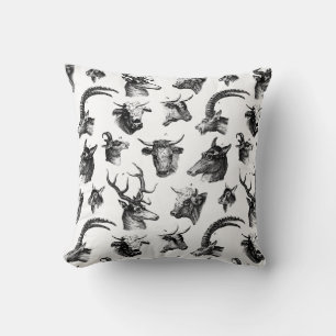 Coussin Animaux vintages Vaches de cerfs Oxen Antelope Sta