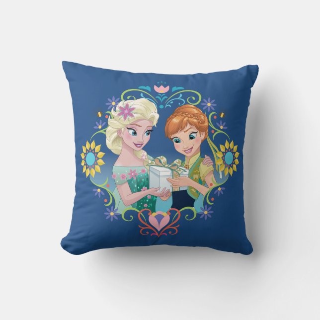 Coussin Anna et Elsa| Cadeau pour Soeur (Recto)