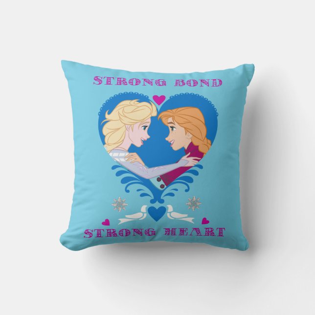 Coussin Anna et Elsa| Fort, fort coeur (Recto)