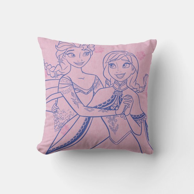 Coussin Anna et Elsa| J'aime ma soeur (Recto)