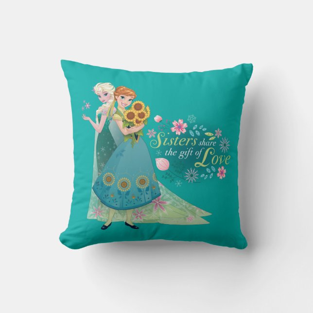 Coussin Anna et Elsa| Soeur Amour (Recto)