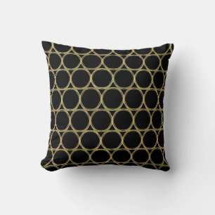 Coussin Anneaux d'or sur Black Modern Chic
