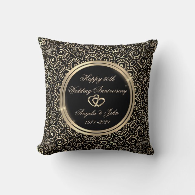 Coussin Anneaux Mandala en Or Anniversaire (Recto)