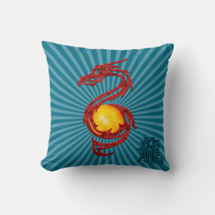 Coussin Année Chinoise du Dragon Rouge Métallisé