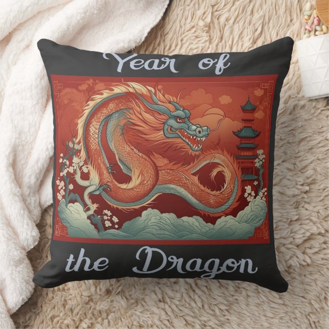Coussin Année de l'Oreiller à jet de dragon (Couverture)