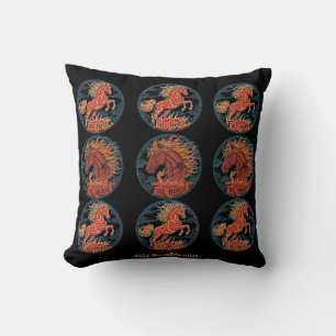 Coussin Année du Cheval de Feu noir