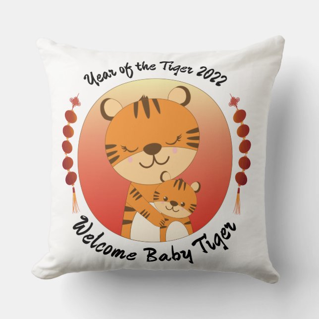 Coussin Année du Tigre Nouveau bébé 2022 (Recto)