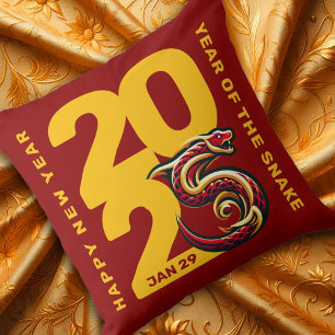 Coussin Année rouge or du serpent 2025