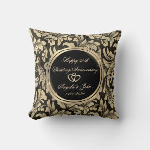 Coussin Anniversaire des anneaux d'or de Gold Swirls