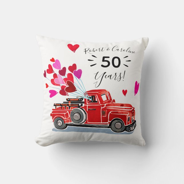 Coussin Anniversaire des Coeurs de Camion vintage Ajouter  (Recto)