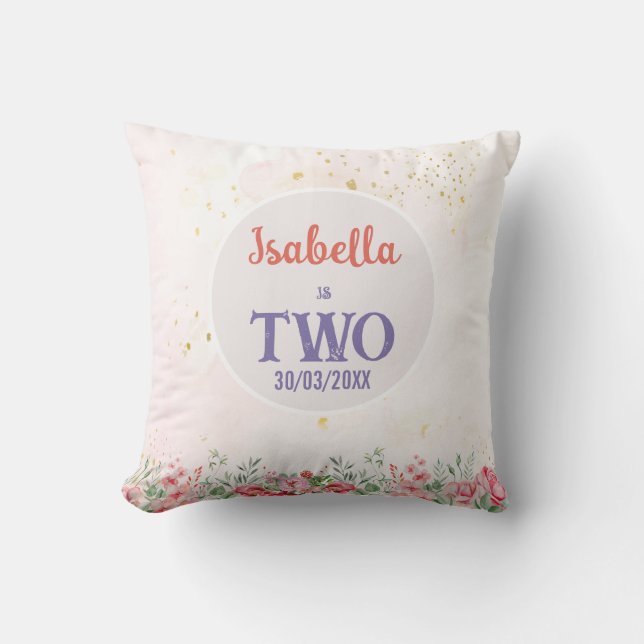 Coussin Anniversaire des papillons rose et pourpre adorabl (Recto)