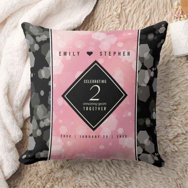 Coussin Anniversaire Mariage élégant du 2e Rose Quartz (Couverture)